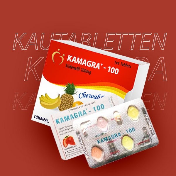 Kamagra Kautabletten Packung mit der Anleitung und Blister mit Tabtellen